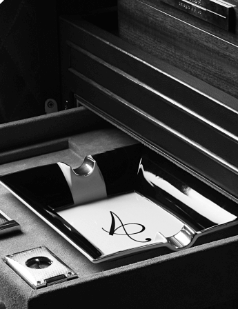 Handcrafted Bar & Poker Trunk with concealed drawer and stainless steel cigar ashtray
